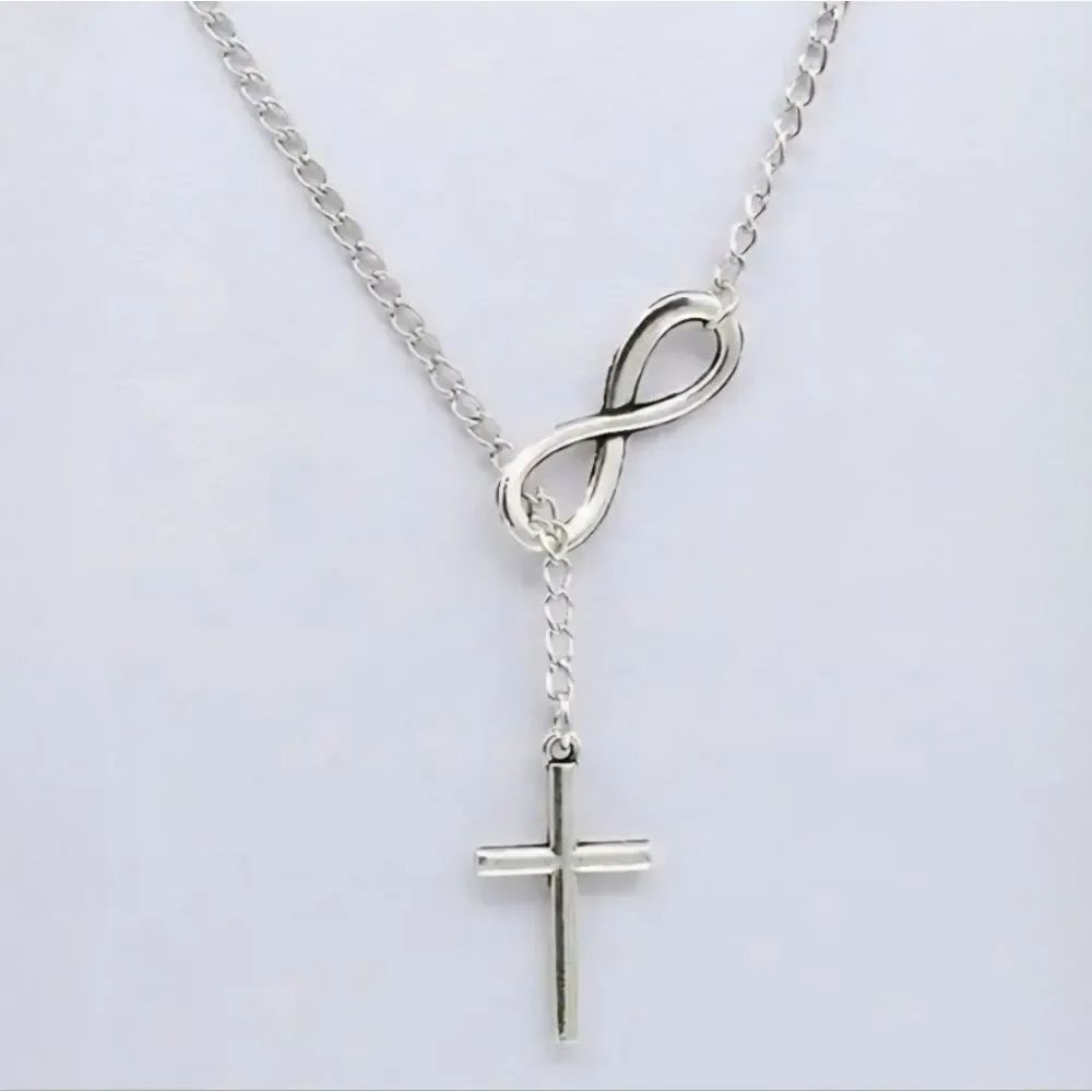 Elegant Silver Infinity Cross Necklace